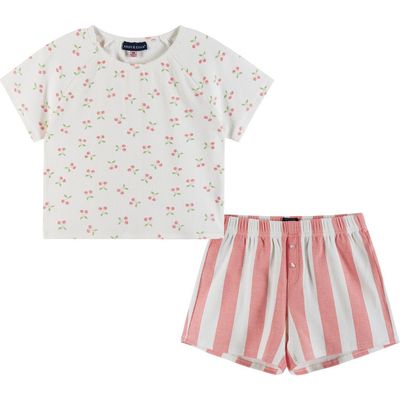 Andy & Evan Andy & Evan Kids' Cherry Stripe Cotton Short Pajamas