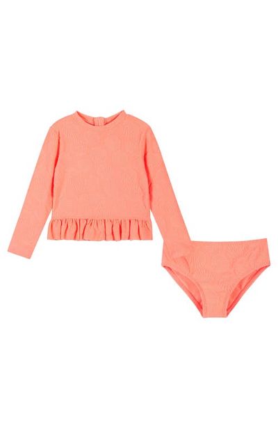 Andy & Evan Andy & Evan Kids' Coral Terry Long-Sleeve Rib Two-Piece Swimsuit