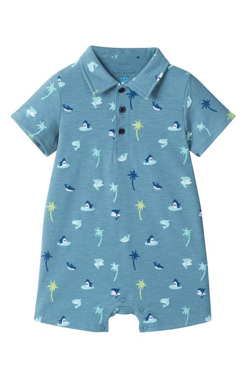 Andy & Evan Andy & Evan Print Stretch Cotton Polo Romper