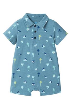Andy & Evan Andy & Evan Print Stretch Cotton Polo Romper