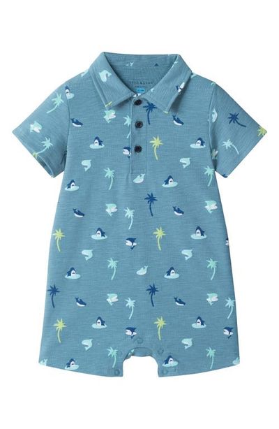 Andy & Evan Andy & Evan Print Stretch Cotton Polo Romper
