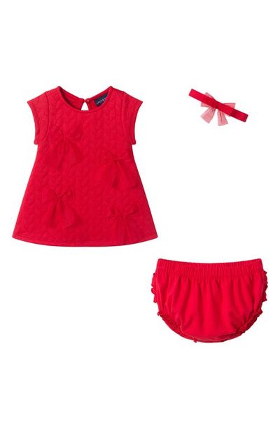 Andy & Evan Andy & Evan Quilted Shift Dress, Bloomers & Headband Set