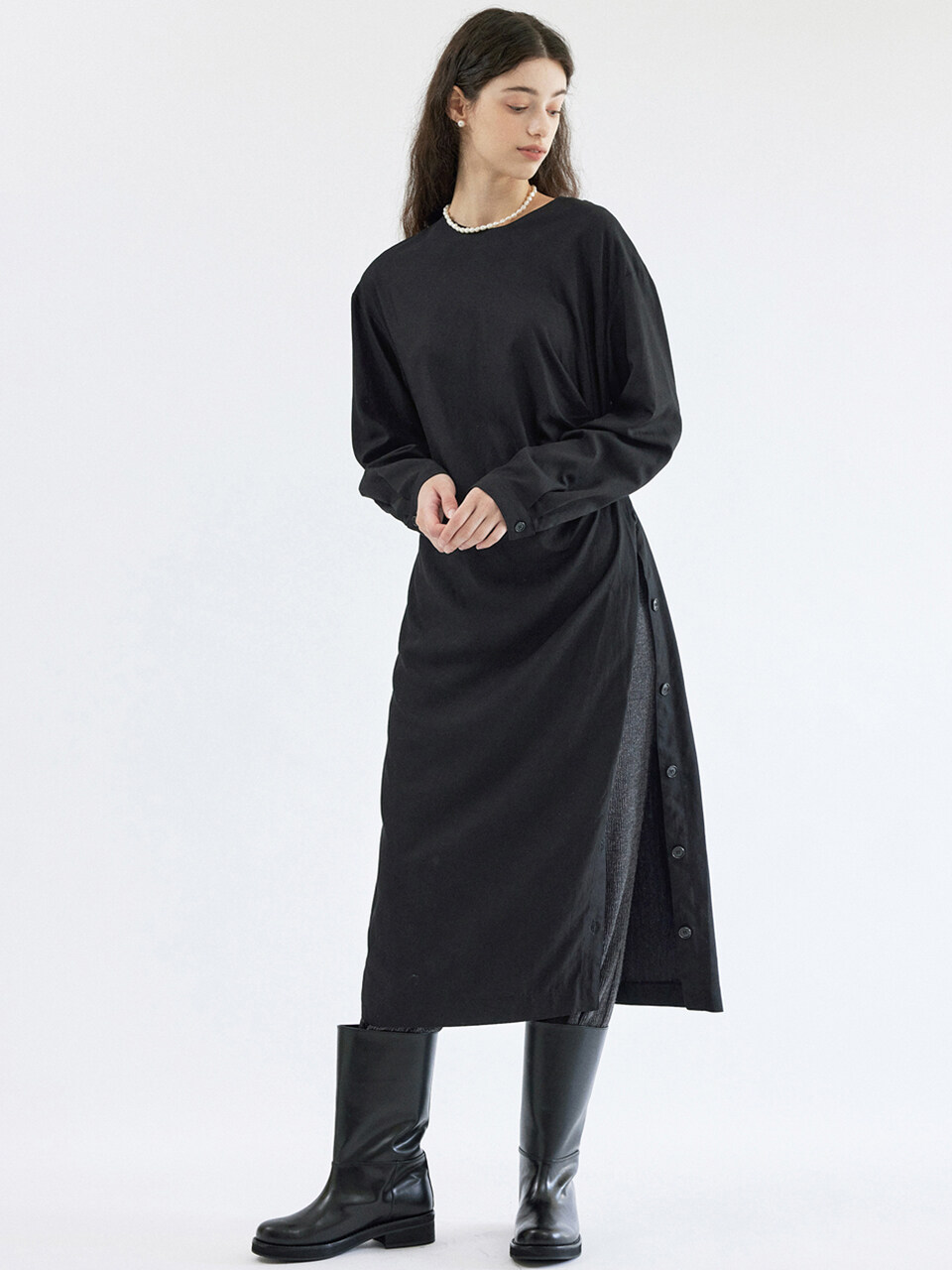 ANEDIT 2 Way Slit Dress_Black