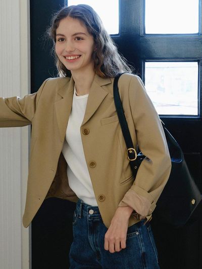 ANEDIT Chloe Classic Blazer Jacket_Beige