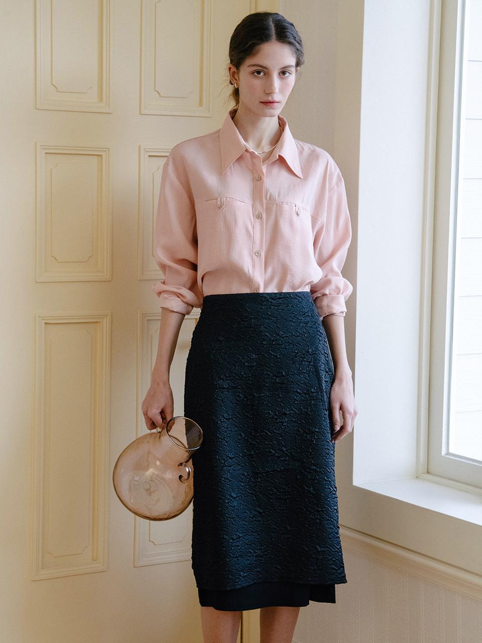 ANEDIT Jacquard Layer Skirt_Black