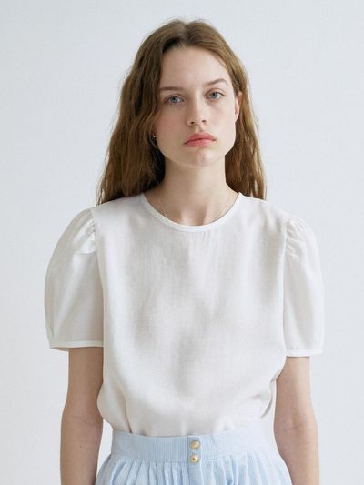 ANEDIT S Daily Shirring Puff Blouse_White