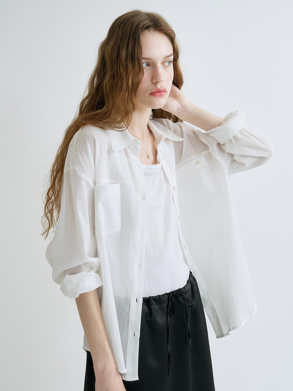 ANEDIT S See Through Pocket Shirt_White