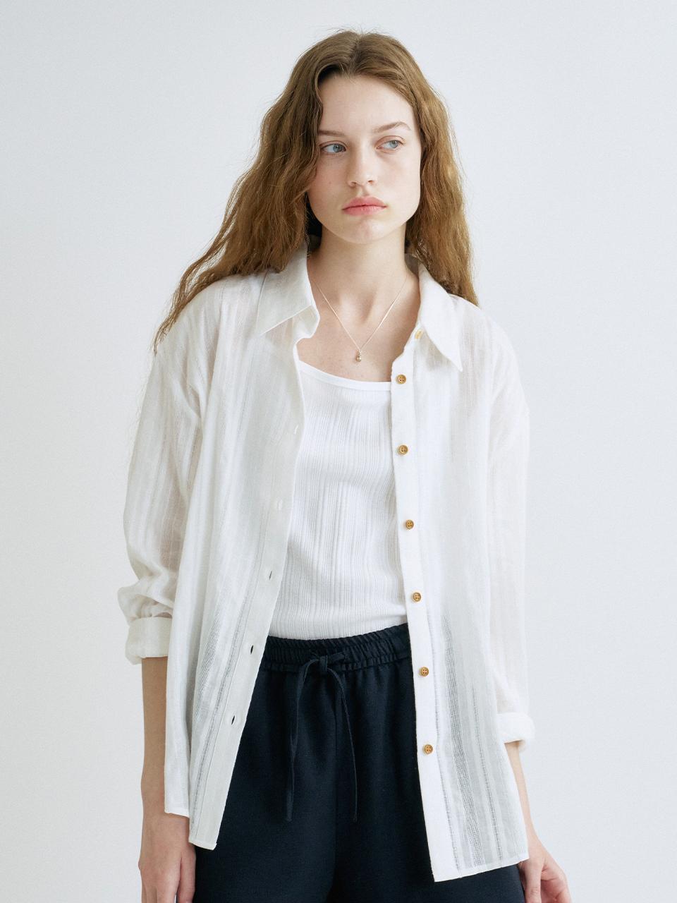 ANEDIT S Texture Stripe Shirt_White