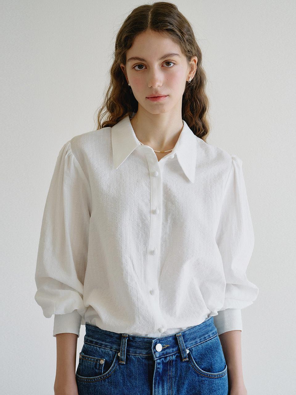 ANEDIT Shirring Stripe Punching Shirt_White