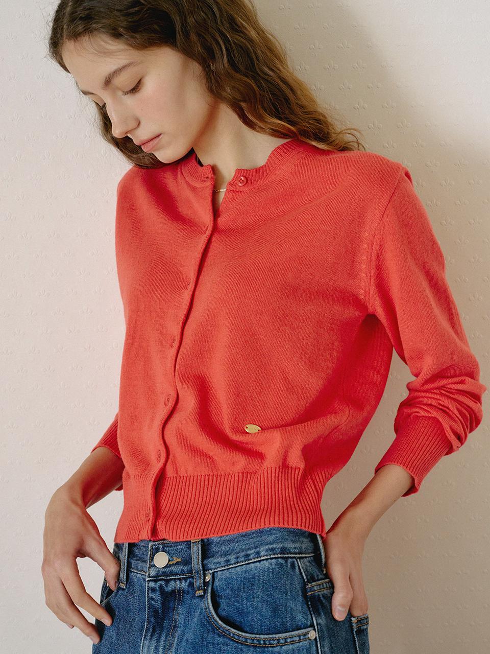 ANEDIT Soft Bamboo Classic Cardigan_Hibiscus