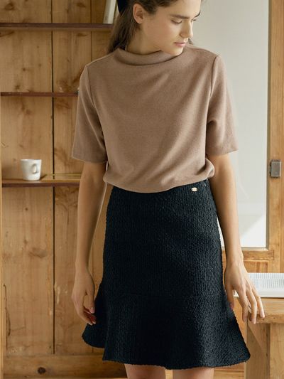 ANEDIT T Tweed Flare Skirt_Black