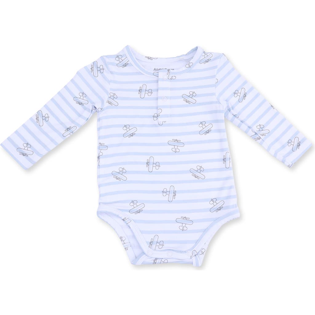Angel Dear Angel Dear Airplane Stripe Henley Bodysuit