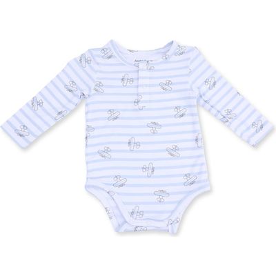 Angel Dear Angel Dear Airplane Stripe Henley Bodysuit