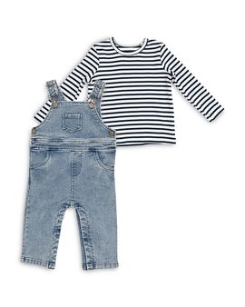 Angel Dear Angel Dear Boys' Striped Tee & Denim Overalls Set