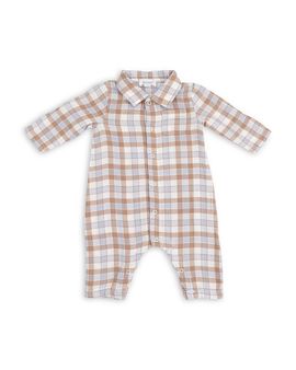 Angel Dear Angel Dear Boys' Western Plaid Long Sleeved Polo Button Down Romper
