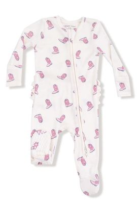 Angel Dear Angel Dear Cowgirl Boots Ruffle Rib Zip Footie