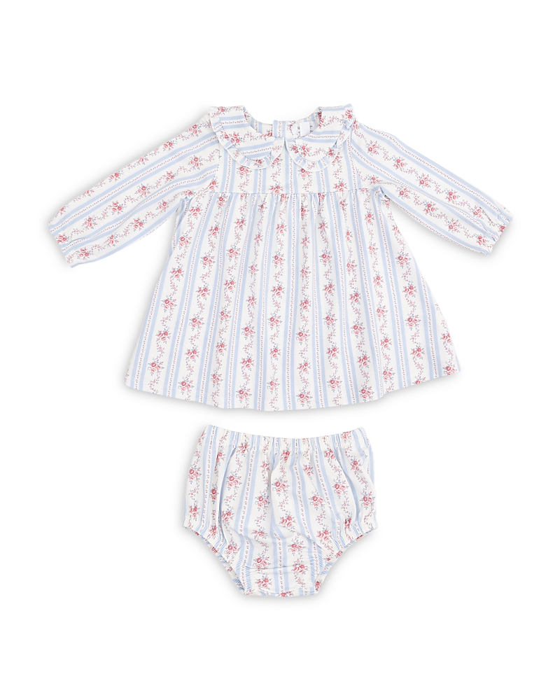 Angel Dear Angel Dear Girls' Anna Floral Striped Long Sleeved Dress & Bloomer