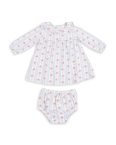 Angel Dear Angel Dear Girls' Anna Floral Striped Long Sleeved Dress & Bloomer