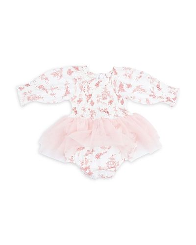 Angel Dear Angel Dear Girls' Ballet Toile Long Sleeved Smocked Bubble Bodysuit with Tutu