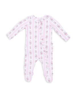 Angel Dear Angel Dear Girls' Bella Rose Striped 2 Way Ruffled Back Zipper Footie