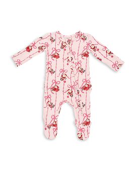 Angel Dear Angel Dear Girls' Bows & Santa 2 Way Ruffled Back Zipper Footie