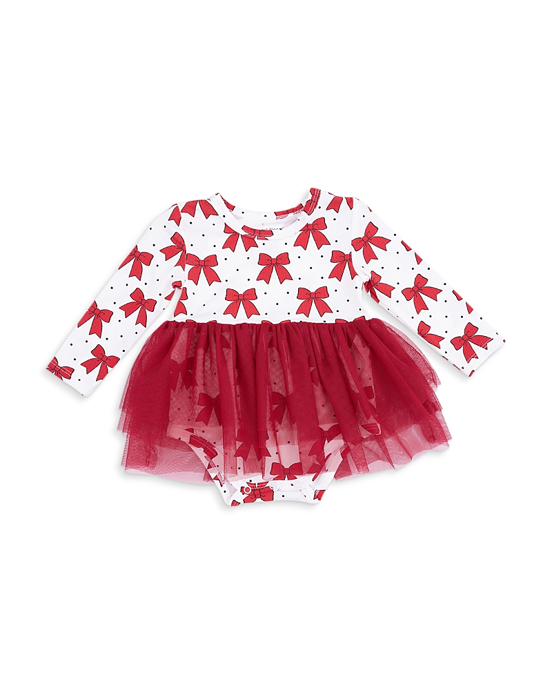 Angel Dear Angel Dear Girls' Festive Bows Long Sleeved Tutu Bodysuit Dress