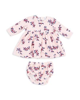Angel Dear Angel Dear Girls' Nora Floral Velour Long Sleeved Empire Waist Dress & Bloomer