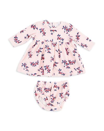 Angel Dear Angel Dear Girls' Nora Floral Velour Long Sleeved Empire Waist Dress & Bloomer