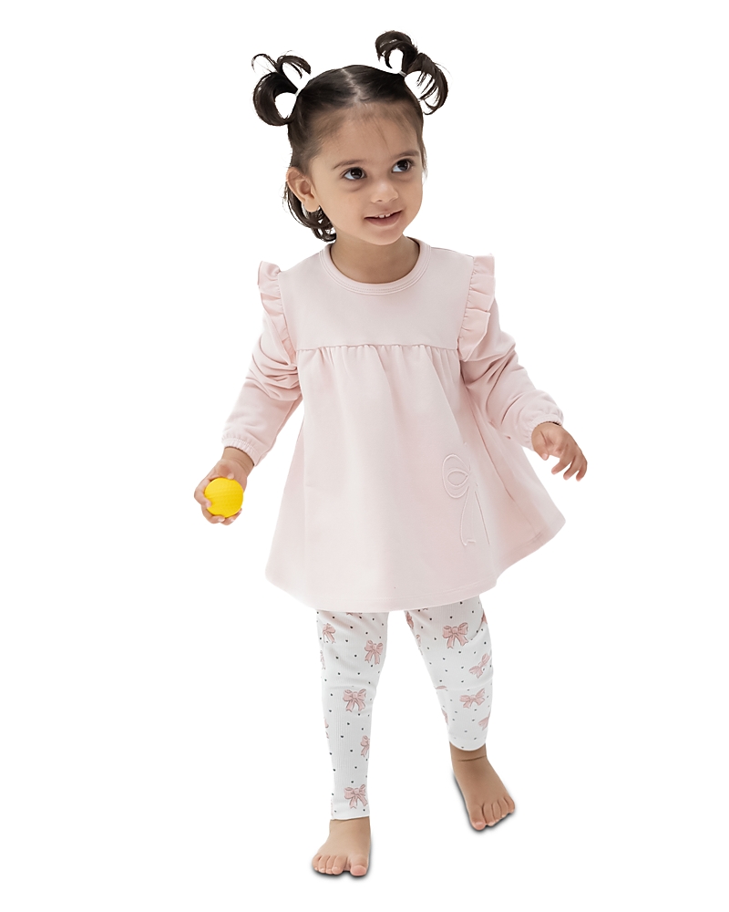 Angel Dear Angel Dear Girls' Ruffled Sweatshirt & Bow Print Leggings Set