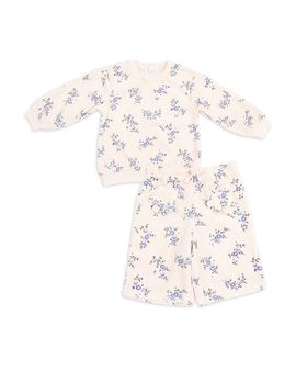 Angel Dear Angel Dear Girls' Sweet Hanna Floral Velour Oversized Sweatshirt & Wide Leg Pants Set