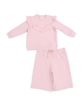 Angel Dear Angel Dear Girls' V Ruffled Shirt and Wide Leg Pants Set