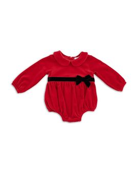 Angel Dear Angel Dear Girls' Velour Bubble Romper with Peter Pan Collar