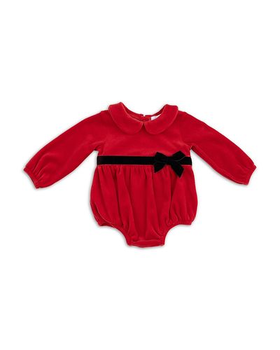 Angel Dear Angel Dear Girls' Velour Bubble Romper with Peter Pan Collar