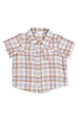 Angel Dear Angel Dear Kids' Western Plaid Organic Cotton Button-Up Shirt