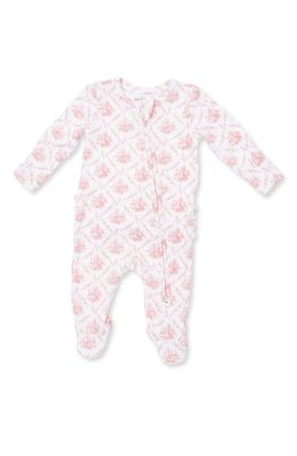 Angel Dear Angel Dear Rose Bow Lattice Print Ruffle Zip Footie