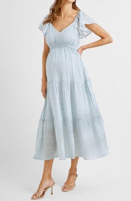 Angel Maternity Angel Maternity Baby Shower Ruffle Sleeve Maternity Dress