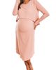 Angel Maternity Angel Maternity Leah Long Sleeve Ribbed Maternity/Nursing Dress & Knotted Baby Gown Set - 1
