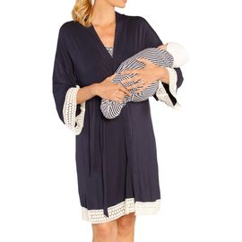 Angel Maternity Angel Maternity Nursing Dress, Robe & Baby Blanket Set