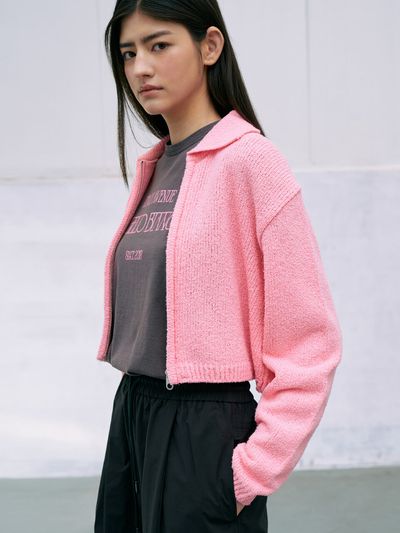 ANGELO BIANCO Penia Knit Zip Up _ Pink