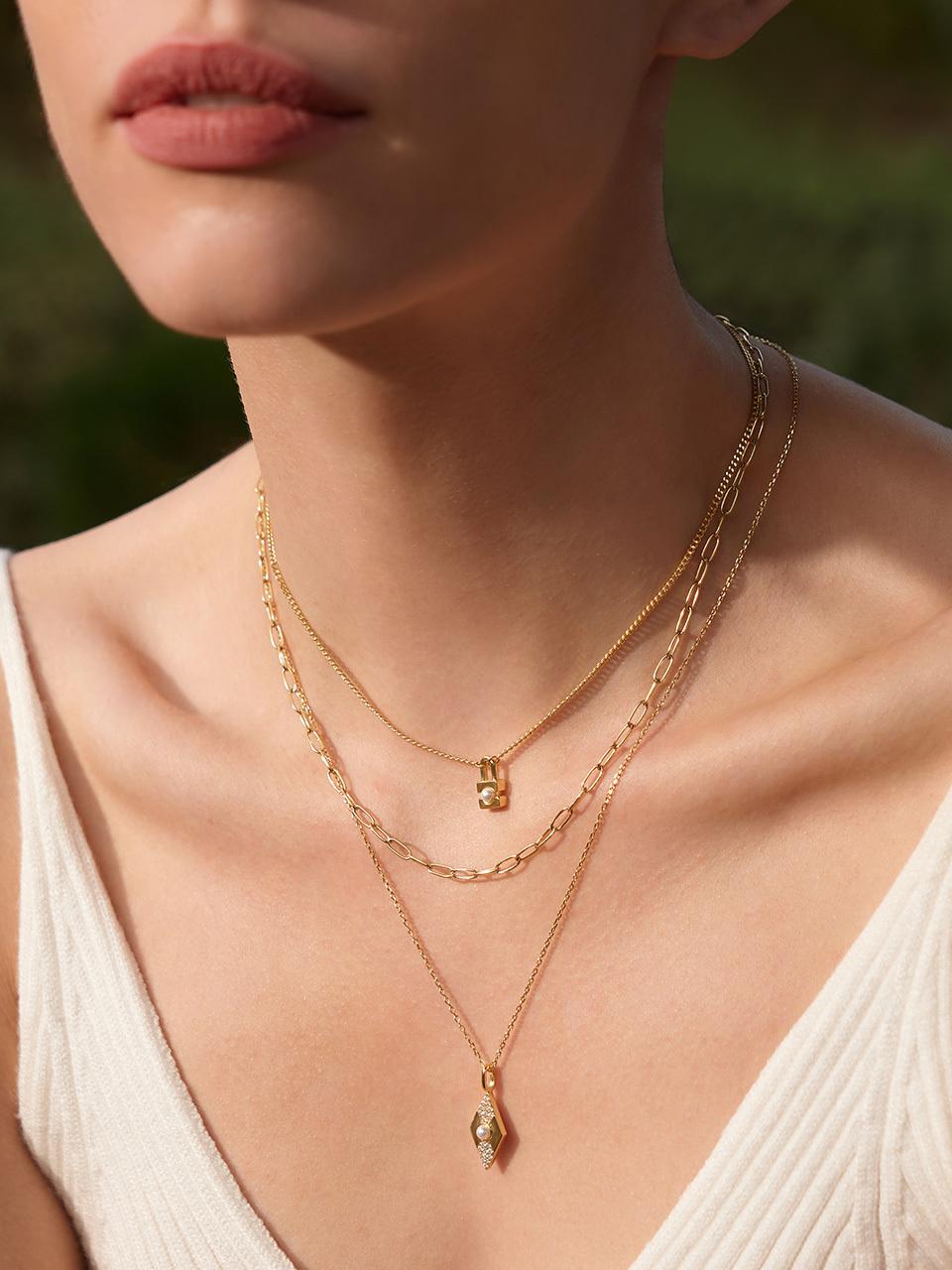 ANIA HAIE Pearl Padlock 925 Silver Necklace