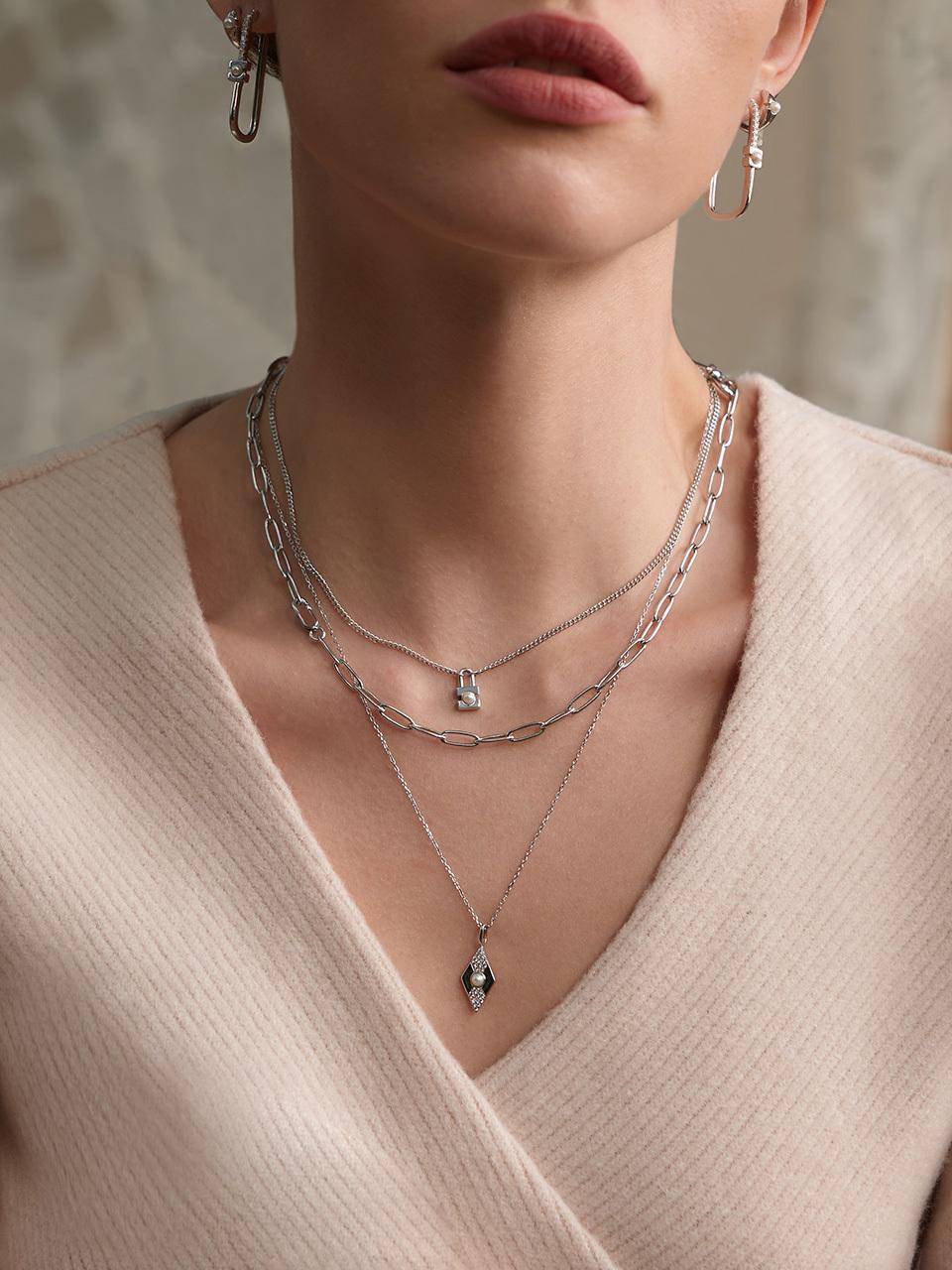 ANIA HAIE Pearl Padlock 925 Silver Necklace N054-02H