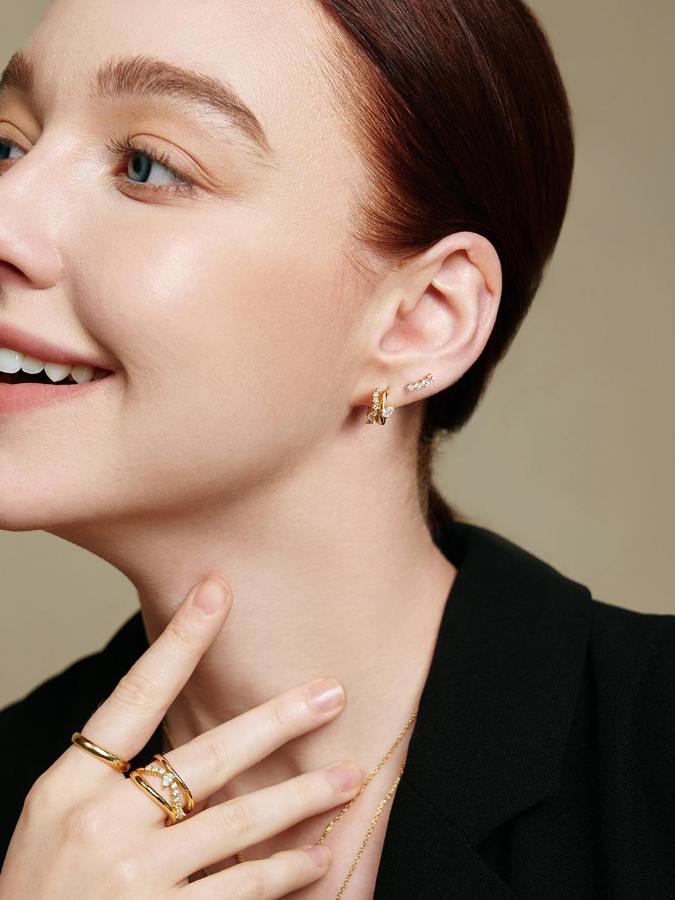 ANIA HAIE Sparkle Ear Climber Silver 925 Stud Earrings