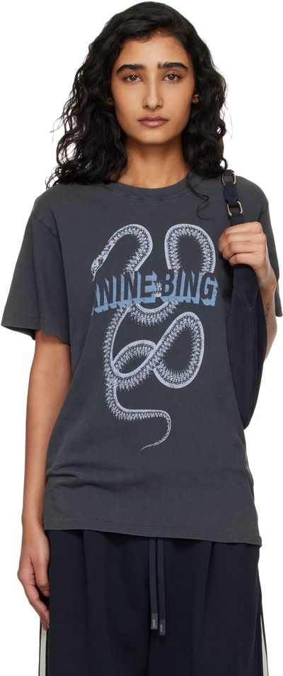 ANINE BING ANINE BING Black Lili Snake T-shirt