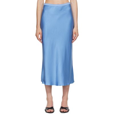 ANINE BING ANINE BING Blue Bar Silk Midi Skirt