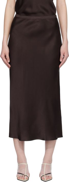 ANINE BING ANINE BING Brown Bar Silk Midi Skirt