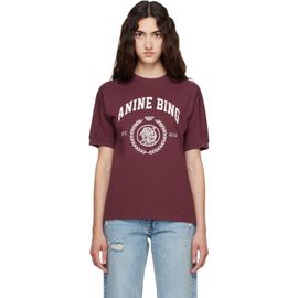 ANINE BING ANINE BING Burgundy Collegiate T-shirt