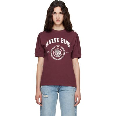 ANINE BING ANINE BING Burgundy Collegiate T-shirt