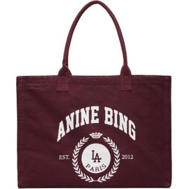 ANINE BING ANINE BING Burgundy Leo Canvas Collegiate Tote
