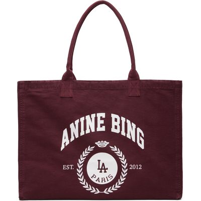 ANINE BING ANINE BING Burgundy Leo Canvas Collegiate Tote