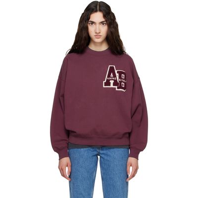 ANINE BING ANINE BING Burgundy Miles Oversized Letterman Sweatshirt